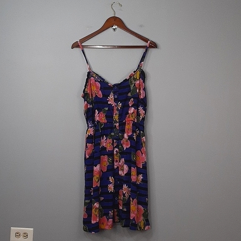 Forever 21 Plus Spagetti Strap Purple Black Floral Mini Dress